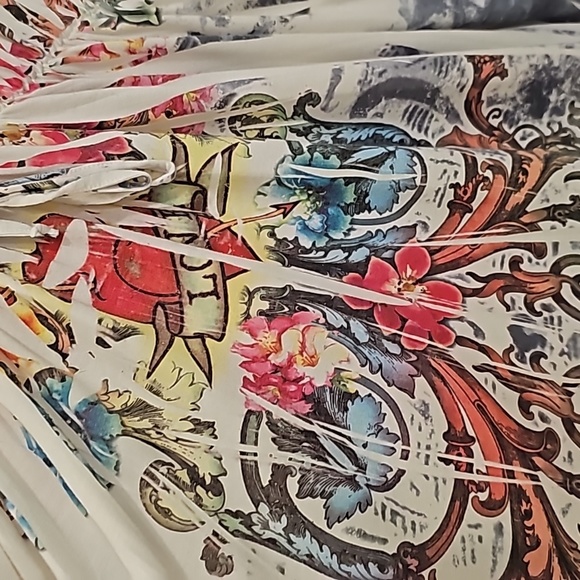 Daniel Benjamin Plunging V & Wrap Front Multicolored Print Dress - Picture 4 of 6